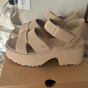 UGG Women's Platform Sandal in Beige Suede- never worn